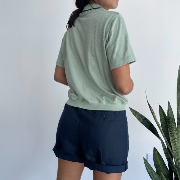 Vintage Cotton Blend floral embroidered polo golf top - Picture 5 of 9